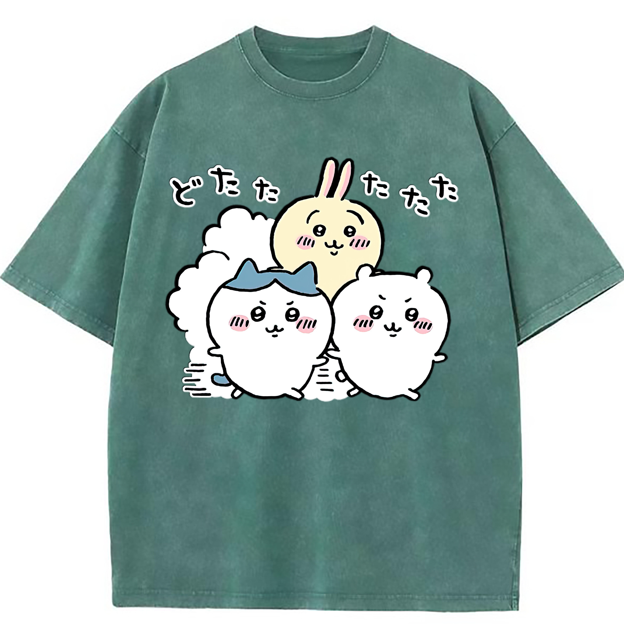（画像用） ちいかわ ハチワレ Chii-kawa hachiware 綿100% ヴィンテージ風 半袖Tシャツ（フロントプリント）